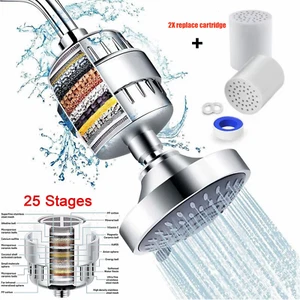 25 Stage Shower Head Filter Bath Hard Water Softener Chlorine Purifier +2*Filter - Picture 1 of 19