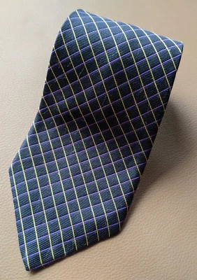 Ralph Lauren HOMBRE CORBATA 100% SEDA NEGRO PÚRPURA ORO ESTAMPADO RAYAS PATRÓN 4" X 58" Foto 1 de 4