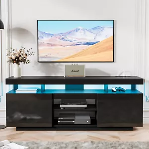 70inch RGB LED Lights TV Stand With Charging Station TV Entertainment Center - Picture 1 of 12