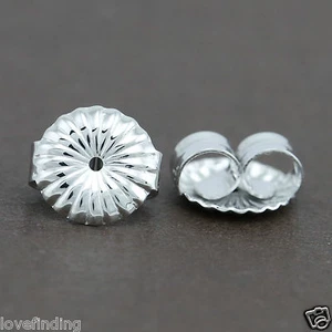 Pendientes Genuinos 9CT Oro Blanco Sólido Flor Mariposa Espaldas 9mm - 1 Par - Imagen 1 de 5