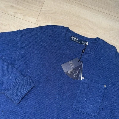 Polo Ralph Lauren Crewneck свитер мужской XL синий страны новый с Ярлыками итальянская пряжа карман - Изображение 1 из 4