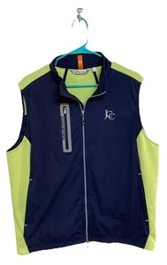 Men's Peter Millar Hyperlight Fuse Vest L Blue Green Full Zip Performance Golf - Picture 1 of 10