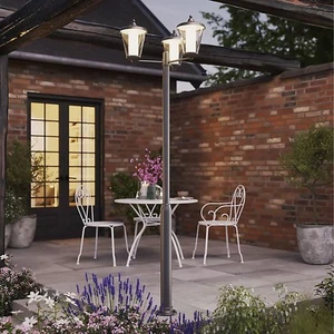 LED Post Light 3 Way Electric Garden Outdoor Lantern Dark Grey 3000lm 33W H210cm - Picture 1 of 3