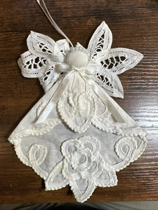Vintage Linen And Lace Angel Ornament White - Picture 1 of 5