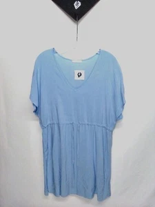 Ekouaer Women's Cover-up Short Sleeve Dress Drawstring Waist Light Blue Size L - Picture 1 of 7