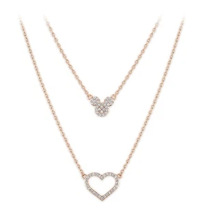 Mickey Mouse Symbol und Herz Lagenlook Halskette Rosegold Lagenlook Herzen Disney Kette - Bild 1 von 7