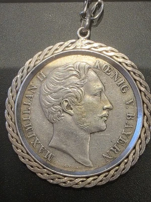 Doppelgulden Maximilian II Mariensäule 1855 Anhänger mit Kette - Bild 1 von 4