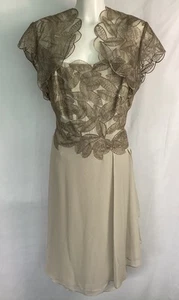 Jacques Vert Taupe Dress And Bolero Size 22 BNWT. - Picture 1 of 16