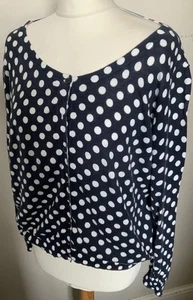 Cotton Spotty Cardigan Size 18 Papaya Navy Classic Lightweight Jumper - Picture 1 of 8