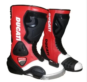 DUCATI Racing Motorrad Rindsleder Reitschuhe Motorrad Lederstiefel - Bild 1 von 3