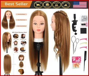 Human Hair Mannequin Head 26"-28" for Cosmetology, Hairdresser Training - Picture 1 of 8