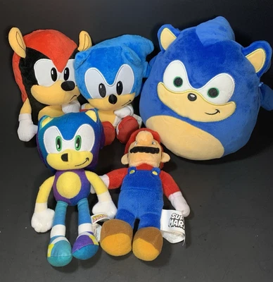 Jakks Sonic The Hedgehog Mighty, Sonic Squishmallow and Mario Toy Plush Lot of 5 - Image 1 of 4
