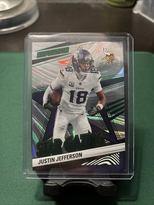 2025 Panini Revolution - Justin Jefferson Star Gazing24 Vikings 01/25 Green Foil - Image 1 of 2