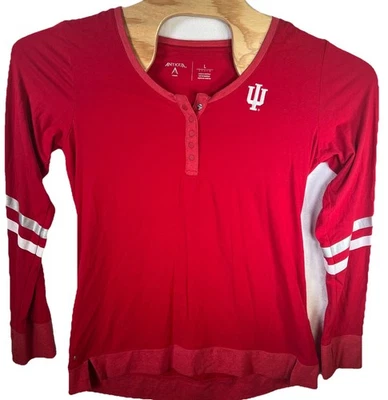 Antigua Women’s Indiana University Hoosiers Red Henley Large IU NCAA Big 10 - Image 1 of 4