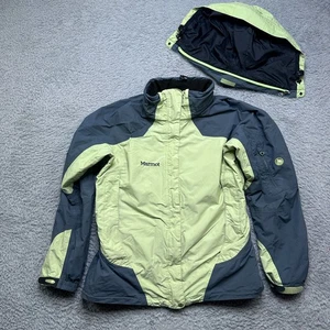 Marmot Jacket Womens L Lime Green Ski Shell Pit Zips Hooded Climb Hike - Picture 1 of 15