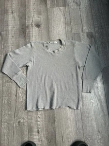 Vintage 80s Fruit of the Loom Thermal Shirt Long Sleeve Waffle Knit Grey Large - Picture 1 of 5