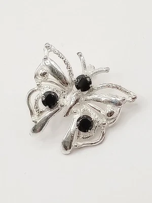 Ciondolo charm collana donna Farfalla argento 925 Onice ? Zirconi Neri? - Immagine 1 di 4