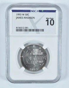 1993-W James Madison Commemorative Half Dollar MS 10 NGC X NGCX *8856 - Picture 1 of 5