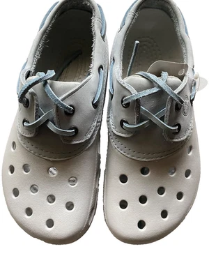 NWT Crocs Islander Leather Upper Lace Up Boat Shoes Men 6 Women 8 - Image 1 of 4