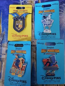 Disneyland Half Marathon 2025 Weekend Run DISNEY PINS SET Of 4 LE - Picture 1 of 5
