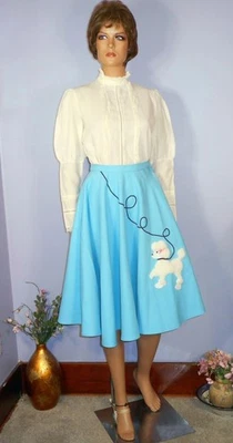 Falda Caniche Poli Tejido Doble Azul Brillante Vintage y Divertida, Disfraz, Baile, XXS Foto 1 de 4