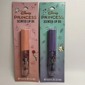 Disney Princess BELLE & ARIEL Scented Lip Oil Rose & Berry 2 New Sealed Pkgs - Picture 1 of 6