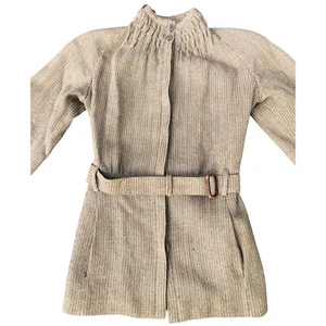 Ver descripción Chaqueta Giorgio Armani c1980 Marrón Claro Tweed Cinturón Cuello Alto - Imagen 1 de 14