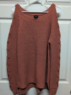 Suéter De Colección Mujer Talla M Rue 21 Melocotón Salmón Elástico Hombro Abierto/Mangas Foto 1 de 4