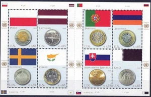 ONU VIENNA 2008 Bandiere e monete BF MNH** - Bild 1 von 1