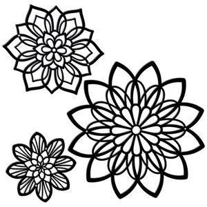3 Pieces Metal Flowers Wall Decor, Black Wall Decors, Flower Art Wall Decor F... - Picture 1 of 8