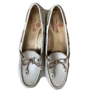 MARC JOSEPH NEW YORK Men's White Leather Slip On Laced Driving Shoes, Size 11 - Picture 1 of 10