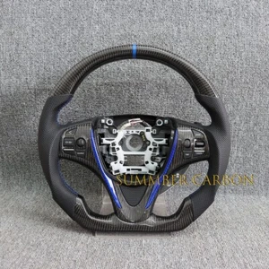 Carbon Fiber Steering Wheel w/Blue Stripe Fits Acura TLX  2015-2020 None Heated - Picture 1 of 4