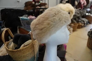 A Super Soft & Warm Rich Cream Rabbit Fur Head Warmer Scarf - Picture 1 of 7