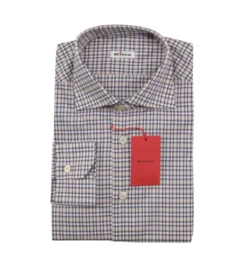 CAMICIA A QUADRI KITON A RIGHE BLU SCURO E ARANCIONE NUOVA CON ETICHETTE - SLIM (TAGLIA 16/41 COLLETTO) - Immagine 1 di 4