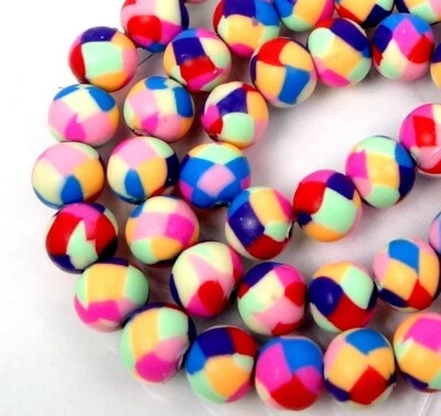 Cuentas redondas de arcilla polimérica multicolor de 8 mm arco iris coloridas (25 piezas) Foto 1 de 2