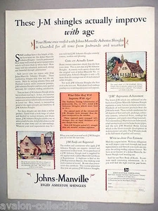 Johns-Manville Asbestos Roof Shingles PRINT AD - 1929 - Picture 1 of 1