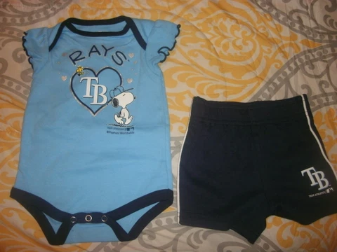 TAMPA BAY RAYS MLB BASEBALL Snoopy Bodysuit Shorts set INFANTS 0-3 MONTHS (B34) Cover