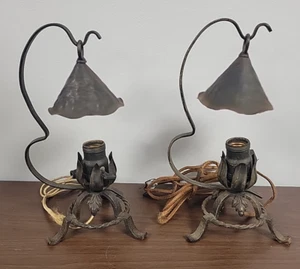 2 - Vintage Wrought Iron Witch Hat Gothic Mission Arts And Crafts Tudor Lamp H&H - Picture 1 of 9