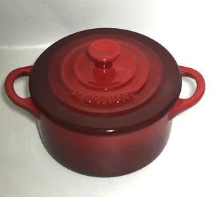 Le Creuset Red Round Mini Cocotte Stoneware Casserole Dutch Oven - Picture 1 of 11