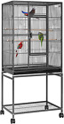 54 Inch Wrought Iron Large Bird Flight Cage With Rolling Stand For African Grey