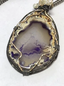 Artisan Fancy Purple Geode Slice Stone Beautiful Detail Wire Wrapped Beads JJ873 - Picture 1 of 9