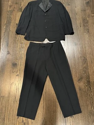 Vestimenta Mens 3-Button 100% Wool Black Tuxedo Jacket And Pants Size 58 Italian - Image 1 of 4