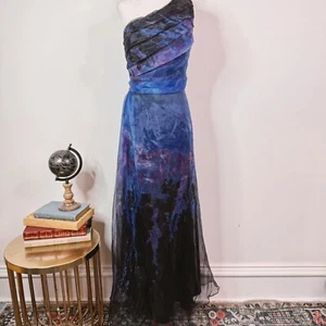 Rene Ruiz Collection Damen blau Organza One-Shoulder-Maxikleid Kleid Gr. 12 - Bild 1 von 14