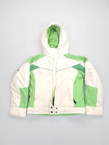 Columbia Jacket Girls Size 7- 8 White Ivory Green Rain Coat Zip Outdoors Youth - Picture 1 of 11
