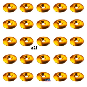 Kart 25 x M8 x 35mm Countersunk GOLD Anodised Alloy Washer Pack of Twenty Five - Picture 1 of 2