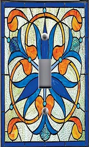 Light Switch Plate Outlet Covers ~STAINED GLASS LOOK ~ ORCHID TREFOIL - Bild 1 von 26