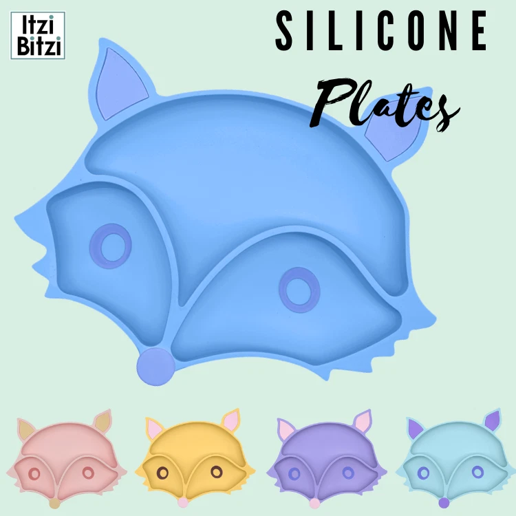 Silicone Toddler Baby Feeding Plate with Suction Fox Food Grade BPA Free - image 1 of 1