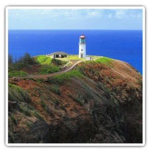 2 x quadratische Aufkleber 10 cm - Hawaii Kilauea Point Leuchtturm USA #45306 - Bild 1 von 9