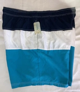 TRADER BAY SWIM TRUNKS/SHORTS SIZE LARGE RED WHITE BLUE WITH POCKETS - Picture 1 of 13