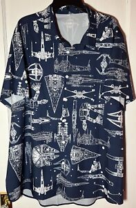 STAR WARS S/S Button Down 3X Shirt Millennium Falcon, X-wing, Tie Fighter, Ships